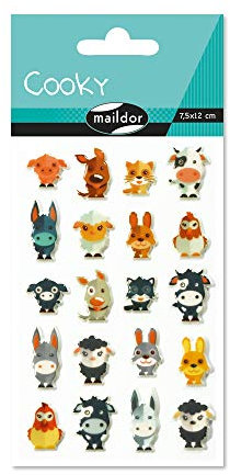 Maildor CY022O Packung mit Stickers Cooky 3D (1 Bogen, 7,5 x 12 cm, ideal zum Dekorieren, Sammeln oder Verschenken, Tiere auf dem Bauernhof) 1 Pack