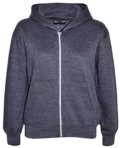A2Z 4 Kids Girls Boys Classic Plain Tie Dye Print Full Zip Up Hooded Zipper Top Jacket - Zipper Charcoal 11-12