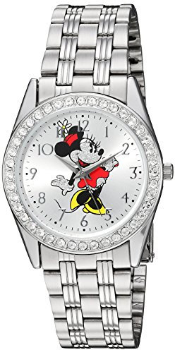 Disney Minnie Mouse Women's Silver Alloy Glitz Watch, Stainless Steel Bracelet, W002761