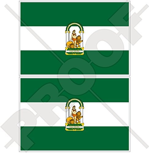 Pegatinas de vinilo para parachoques de 75 mm, bandera de Andalucía, España, Andalucía, España, 3 pulgadas