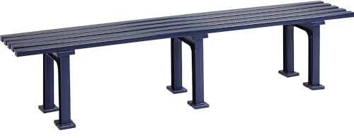 Sitzbank ohne Rückenlehne, mit 5 Leisten, Länge 2000 mm, blau.