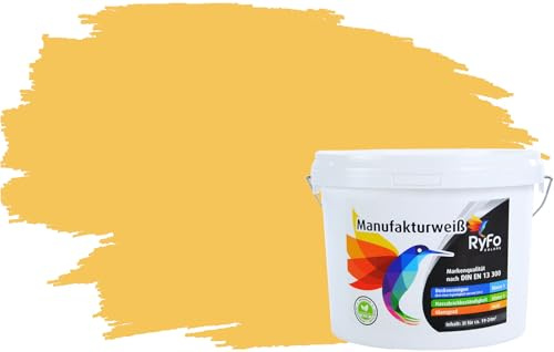 RyFo Colors Bunte Wandfarbe Manufakturweiß Maisgelb 3l - weitere Gelb Farbtöne und Größen erhältlich, Deckkraft Klasse 1, Nassabrieb Klasse 1