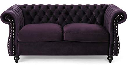 Christopher Knight Home Karen Traditional Chesterfield Loveseat Sofa, BlackBerry and Dark Brown, 61.75 x 33.75 x 27.75