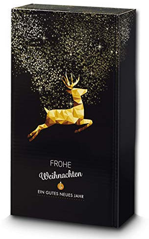 5 Stück/Set. Wein Flaschen Geschenkkarton 2er Schwarz & Gold zu Weihnachten