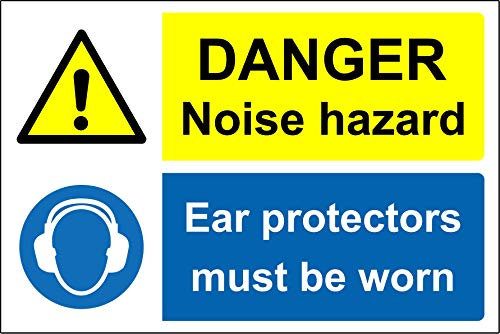 Noise hazard ear protectors must be worn Safety sign - Self adhesive sticker 300mm x 200mm