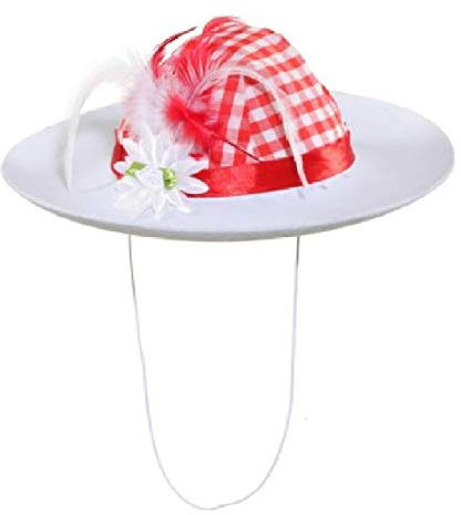 narrenkiste O23328 rot-weiß Damen Trachtenhut Wiesenhut