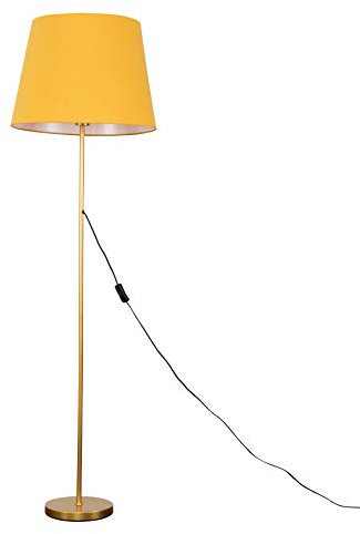 MiniSun | Modern Gold Metal Standard Floor Lamp with a Mustard Tapered Shade | Floor Lamps & Torchieres, Home Décor, Improvement & Lifestyle Essential