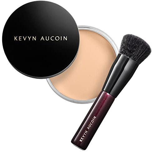 Kevyn Aucoin Foundation Balm, FB 01 (Light) Shade + Brush: light diffusing, full coverage, buildable, blurs, corts, evens out complexion, and hydrates all skin types makeup artist go to.