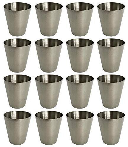 HAC24 16 Stück Edelstahl Schnapsgläser 2cl Pinnchen Shotgläser Shot Glas Stamper Schnaps-Becher Partygläser