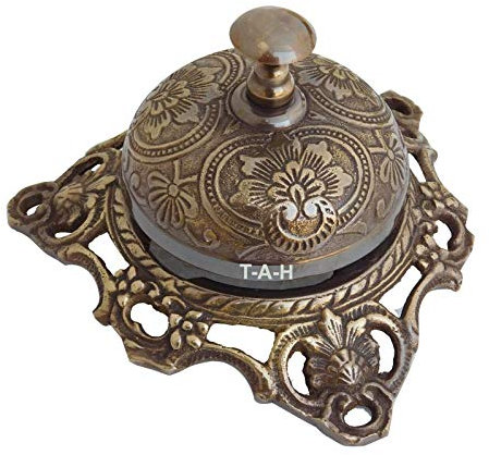 Antico Ornato Ottone Massiccio Hotel Counter Service Bell