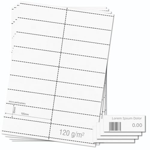 OfficeGear Regalkanten-Barcode-Etiketten, 18-fach [25 Blatt – 450 Stück] – 30 × 105 mm – Bedruckbare A4-Karten, 120 g/m², mikroperforiert, ohne Kleber – inkl. Designvorlage