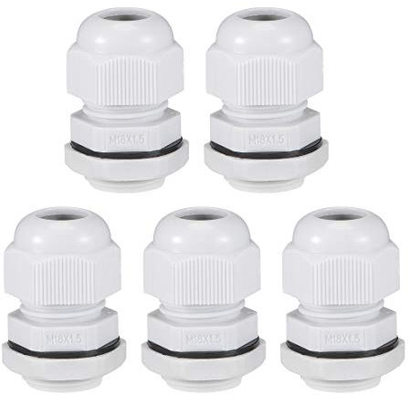 sourcing map 5Stk.Kontermutter Kabelverschraubung 5mm-10mm M18x1,5 Wasserdichtes mit Unterlegscheibe Weiß