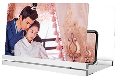 ARCH Telefon-Projektor, HD-Handy Bildschirmlupe, 3D-Universal Handy-Bildschirm Vergrößerungsglas for TV Und Film, Stand Telefon Kompatibel Mit for Smartphone Telefon (Color : White, Size : 12inch)