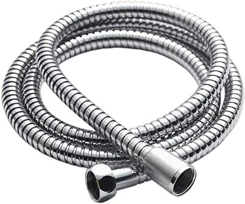 Shower Hose Handheld Extension Shower Hose Flexible Stainless Steel Tubing with Brass Fittings for Replacement Shower Head Polished Chrome (2 Meter)