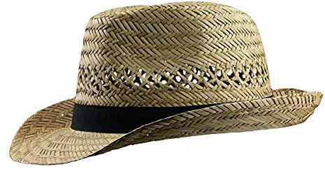 Black Jungle Varadero Strohhut Natur Sommerhut Strohhüte Havanna Hut Unisex Bogart Fedorahut (60)