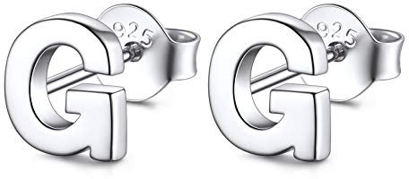 FOCALOOK Buchstabe G Ohrringe Ohrstecker Silber 925 für Damen Mädchen einfache Initiale Ohr Piercing Letter Ohrringe Silber Schmuck Accessoire für Geburtstag