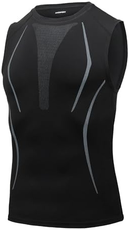AMZSPORT Herren Kompressionsshirt Sports Tank Top Ärmelloses Funktionsshirt Laufshirt