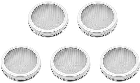 5Pack Sieb Deckel für Einmachglas Sprossen-Keimgerät Normalem Mund Einmachgläser Deckel aus 304 Edelstahl für Keimgerät für Sprossen Broccoli Luzerne Bohnen usw