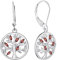 JO WISDOM Orecchini Albero Della Vita Argento 925 Donna con AAA Zirconia Cubica Gennaio Birthstone Colore Granato
