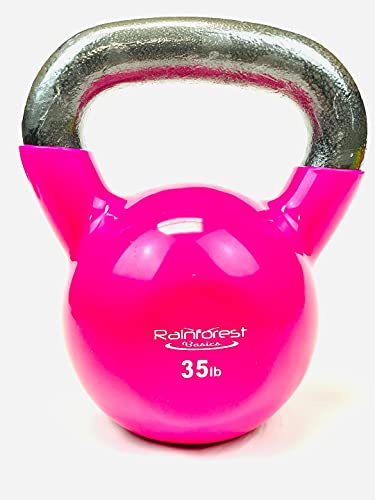 Rainforest Basics Vinylbeschichtete Kugelhantel aus Gusseisen, Gewicht: 15,9 kg, Rosa
