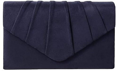 BBjinronjy Clutch Geldbörse Abendtasche für Frauen Abend Hochzeit Party Samt Wildleder Plissee Handtasche, Marineblau-Wildleder