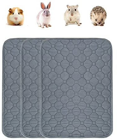 kuivoo 3 Stück Meerschweinchen-Käfigeinlagen, wiederverwendbar, waschbar, Meerschweinchen, Umini-Pads, Bettwäsche, hohe saugfähige Kleintiermatte für Kaninchen, Igel, Hamster, Chinchilla, 50 x 35 cm