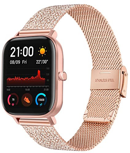 TRUMiRR Kompatibel mit Amazfit Active/GTR Mini/GTS 4 Mini/Bip 3 Pro/GTS 3 Armband,Mesh Gewebt Edelstahl Uhrenarmband Quick Release Armband für Amazfit GTS 2e/Bip S