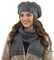 VIVISENCE Damen Baskenmütze Eleganter Wintermütze Und Schal Set Warm Kopfbedeckung Und Halsbedeckung An Winter Und Herbst Warm Dick, Winterset Für Frauen, Hergestellt In EU, Dunkelgrau