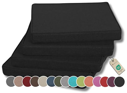 Gutekissen® Stuhlkissen Polsterauflage Auflage für Stühle/Bänke für Haus und Garten Sitzauflage Gartenkissen Sitzkissen viele Farben FK5 (40x40, Schwarz, 4)