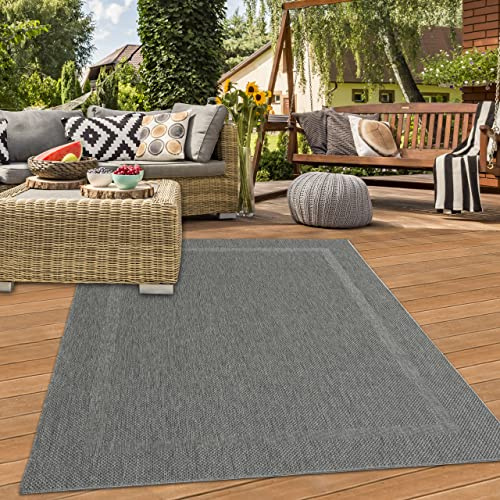 Teppich-Traum Klassischer Sisalteppich mit dezenter Bordüre • In- & Outdoor • in anthrazit, 240x340 cm
