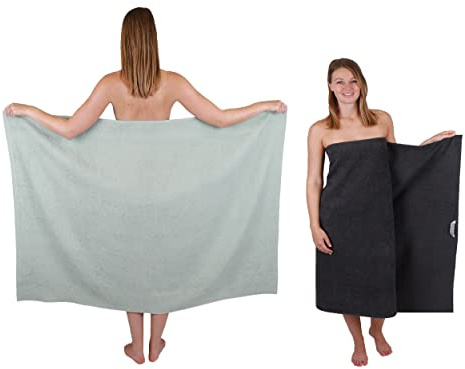 Betz 2 Stück Maxi Duschtücher XXL Badetuch Duschtuch Größe 100x150cm Berlin Farbe Jade/Graphit