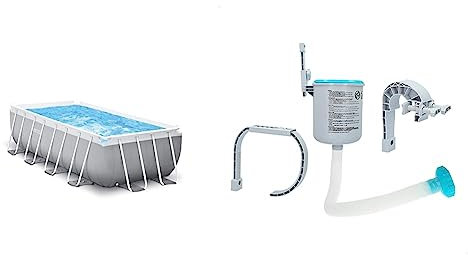 Intex 26790GN 4m x 2m x 1,22m Prism Frame Rechteckiges Pool Set, Mehrfarbig & Surface Skimmer - Deluxe Wall Mount Surface Skimmer - Suspension Skimmer