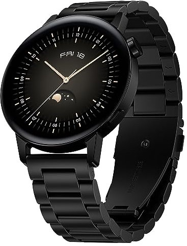 Hiseus Armband Kompatibel mit Huawei Watch GT 3 42mm / GT 3 Pro 43mm / GT 2 42mm, Ersatz Uhrenarmbänder Edelstahl Ersatzarmband Metall Armband Kompatibel mit GT2 / GT3 42mm (Schwarz)