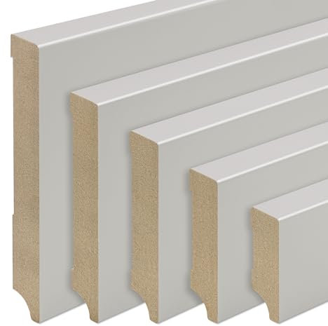REESE | Sockelleisten | Fußleiste | Hellgrau MDF | Leipziger (abgeschrägt) | 150mm