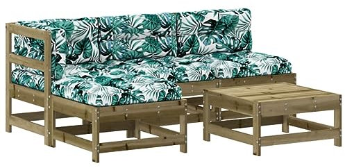 vidaXL Garten Lounge Set 5-TLG., Gartenmöbel Set mit Kissen, Sitzgruppe für Garten Terrasse, Modular Sofa Garnitur Loungemöbel, Imprägniertes Kiefernholz