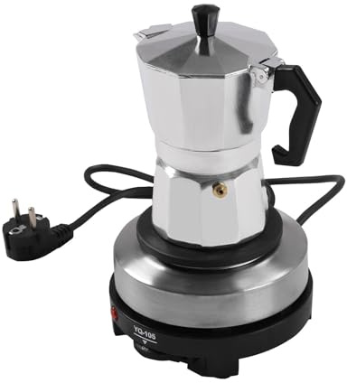 InSyoForeverEC Cafetera eléctrica de 150 ml, cafetera espresso, 3 tazas, moca, con fondo separado, máquina de café espresso de aluminio, color blanco