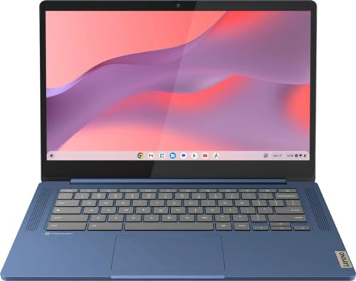 Lenovo Chromebook Slim 3 14 FHD Écran tactile Ordinateur portable, MediaTek Kompanio 520 8 cœurs, 4 Go de mémoire, 64 Go de stockage eMMC, Wi-Fi 6, Bluetooth, Webcam, lecteur de carte microSD