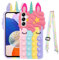 nancheng Schutzhülle für Samsung Galaxy A14 5G, niedliches Mädchen und Frauen, Cartoon, Silikon, Blasen, Pop, Kawaii, lustiges Spielzeug mit Schlaufe, Schlüsselband, stoßfeste Schutzhülle, Regenbogen