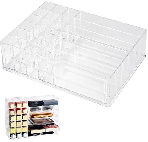MININUSI Lippenstifthalter, mit 18 Steckplätzen Lippenstift Organizer, Transparent Lipgloss Aufbewahrung Organizer, Acryl 6 Lidschatten Ständer Aufbewahrungsbox Zum Aufbewahren und Organisieren