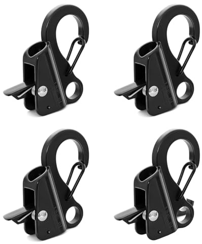 GDHSWJ Stainless Steel Boat Fender Quick Release Pontoon Boat Bumper Clips Hangers for Docking with 4 Ropes for Docking Ideal for Boat Docking, 4 Pack