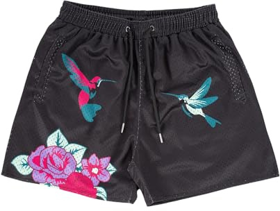 BOOMLEMON Uomini Pantaloncini in Maglia con Stampa Grafica Pantaloncini Casual Moda Pantaloncini Cool Retro Pantaloncini da Palestra Abbigliamento da Strada Pantaloncini Corti, L