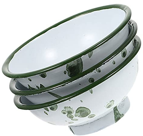 Mikinona 3 Uds Tazón De Esmalte Vintage Cuencos De Esmalte Retro Cuencos De Arroz Ensaladeras Tazón De Sopa Esmaltado Cuencos Para Servir Arroz Tazón De Fideos Esmaltado Tazón De Esmalte