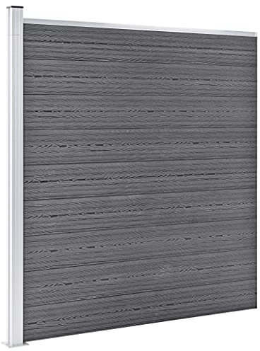 Gartenzaun WPC 526x186 cm Grau, Doppelstabmattenzaun,Zaun Komplettset, 3053226