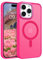 GaoBao Coque pour iPhone 15 Pro Compatible avec MagSafe, Hybrid Magnétique Case Étui Translucide Mat Arrière Protection Caméra Housse Fine Antichoc Dos Anti Rayures pour iPhone 15 Pro 6.1, Rose Rouge