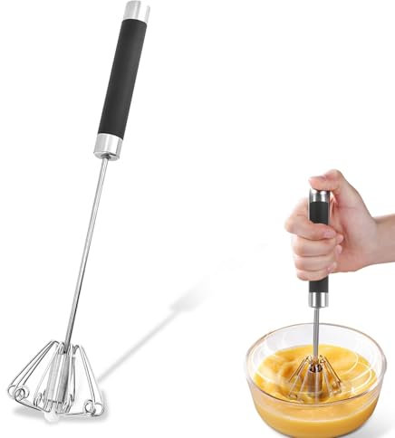 Fouet Cuisine, Inoxydable Batteur Manuel, Multifonctionnel Petit Fouet Cuisine, Semi-Automatique Fouet Rotatif, Fouet Cuisine pour Mélanger, Battre, Faire Mousser et Remuer