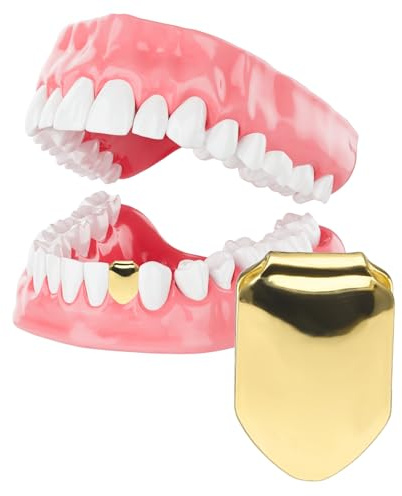 GETBSTOOP Hip Hop Zähne einfarbig plattiert Zahnspange einfarbig einzelne Zähne Kappe for Zähne Hip Hop Zähne Grillz Bling Slugs Dekoration for Zähne Mund Partyzubehör Zahngrills