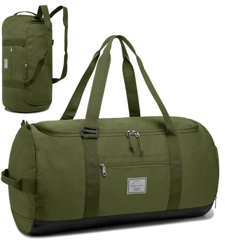 TAIHOYIN 60L Reisetasche mit Schuhfach Groß Sporttasche für Herren Damen wasserdichte Gym Trainingstasche Leichte Weekender Übernachtungstasche Handgepäck für Camping, Reisen, Fitness, Grün