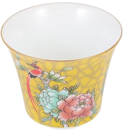CRILSTYLEO Tazze Da Tè Ceramica Decorativa Cinese Tazza Antica Con Motivo Di Fiori e Uccelli Perfetta Per Uso Quotidiano e Decorazione Della Casa
