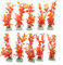 Finest-Filters 10 Pack Aquarium Fish Tank 8 Plastic Plants for Aquarium Decoration Decor in Multiple Plant Styles & Vibrant Colour Plants For Freshwater & Marine Aquariums (Orange)