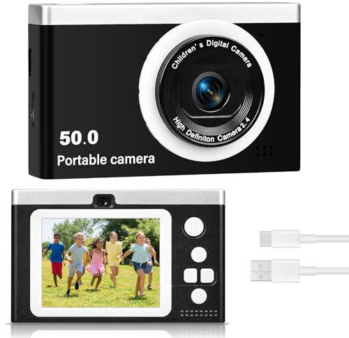 Digitalkamera 64MP 4K Fotokamera mit Autofokus 8X Digitalzoom Fotoapparat Tragbare Kompaktkamera für Kinder Teenager Anfänger Geschenk (Schwarz)
